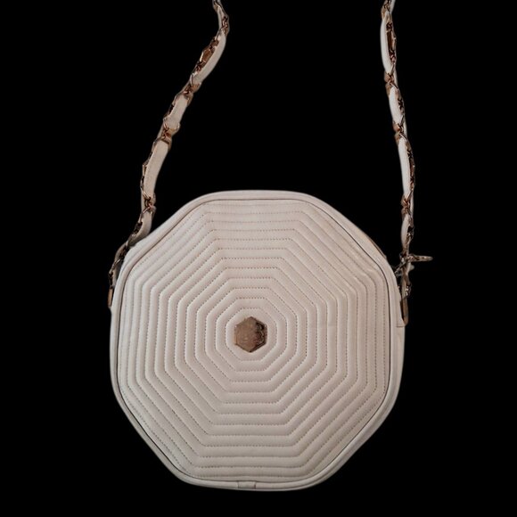 RARE Vintage Revillon French White Octagon Quilted Leather...